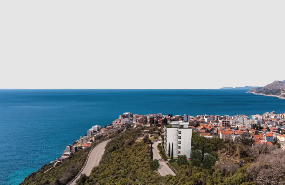 Apartments in a new building in Dobra Voda with sea views